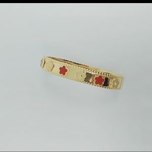 Bracelet rigide style fleurs rouges