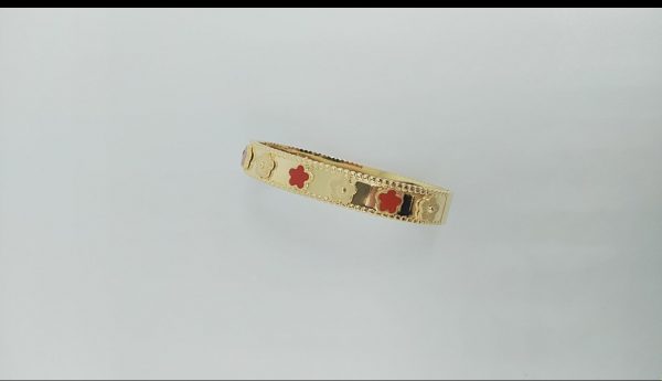 Bracelet rigide style fleurs rouges