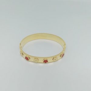 Bracelet rigide style fleurs rouges