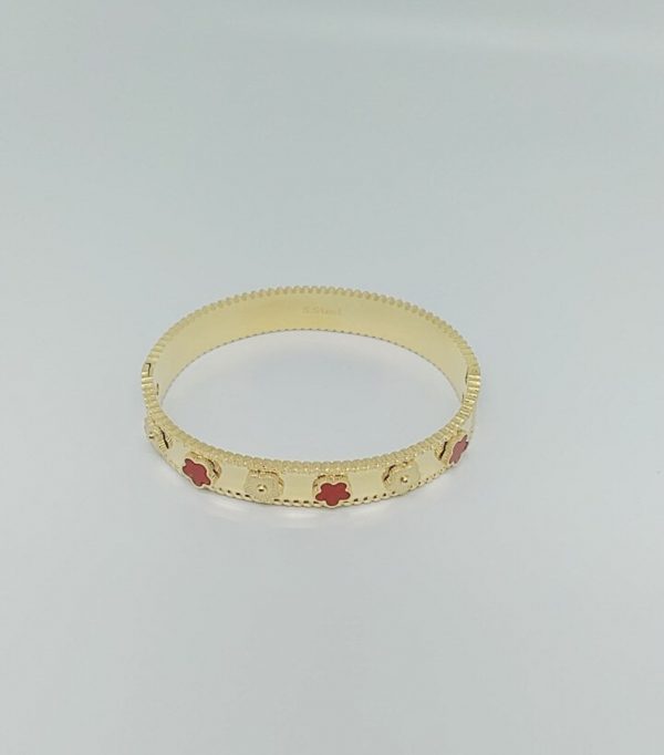 Bracelet rigide style fleurs rouges – Image 2