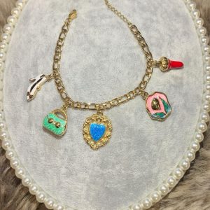 Gourmette bibelot femme coeur bleu