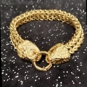 Gourmette américaine double tête dragon Acier inoxydable