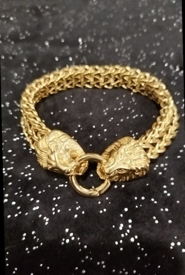 Gourmette américaine double tête dragon Acier inoxydable