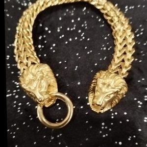 Gourmette américaine double tête dragon Acier inoxydable