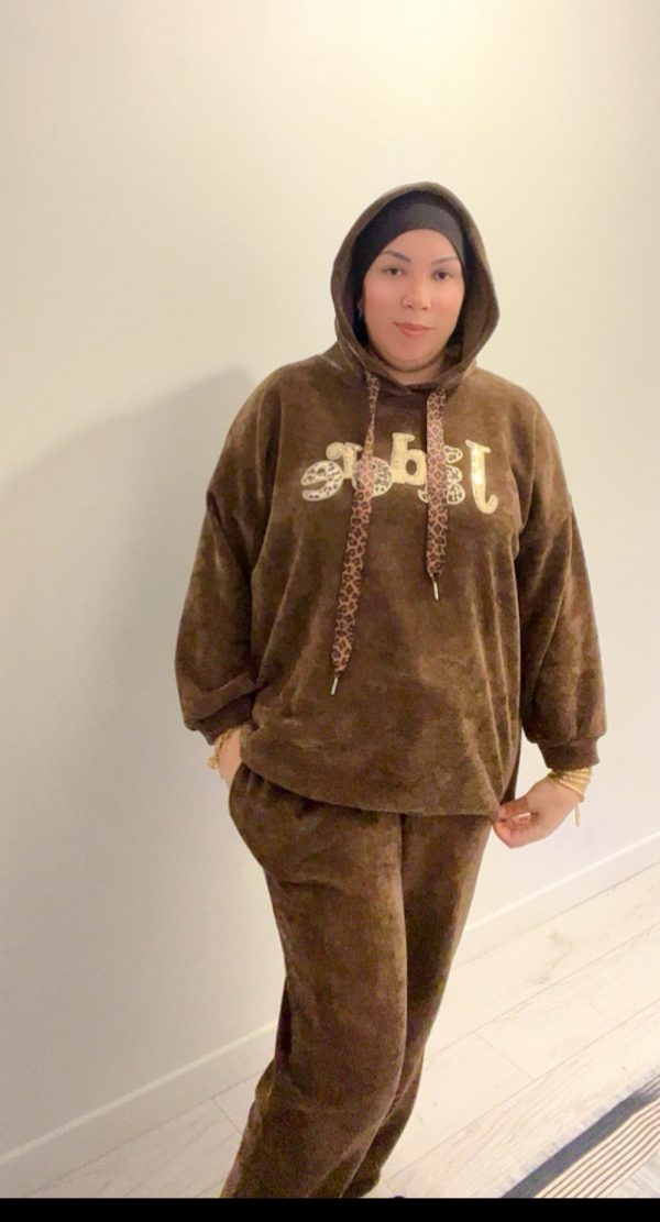 Ensemble, jogging, femme style j’adore, design velours taille Unique – Image 3