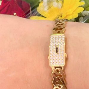 bracelet rigide style Mouna point noir perlée