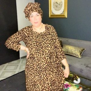 Robe avec foulard Léopard