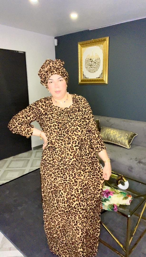 Robe avec foulard Léopard