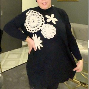 pull hivernal tendance style fleur taille Unique