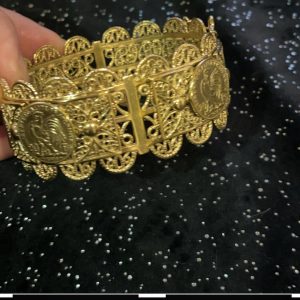 bracelet rigide coq fermeture style Or en acier inoxydable