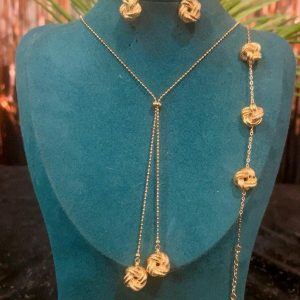 Parure style nœud  doublé 3 pièces acier inoxydable