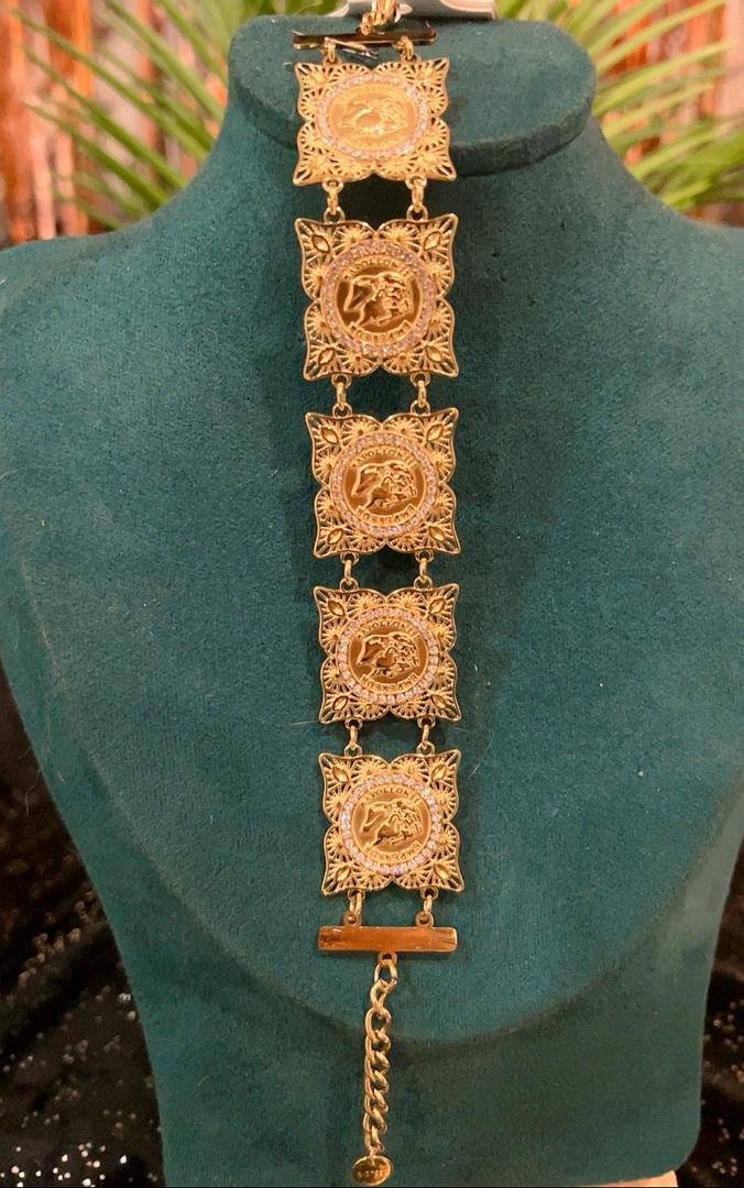 Bracelet gourmette 5 Louise style carré acier inoxydable