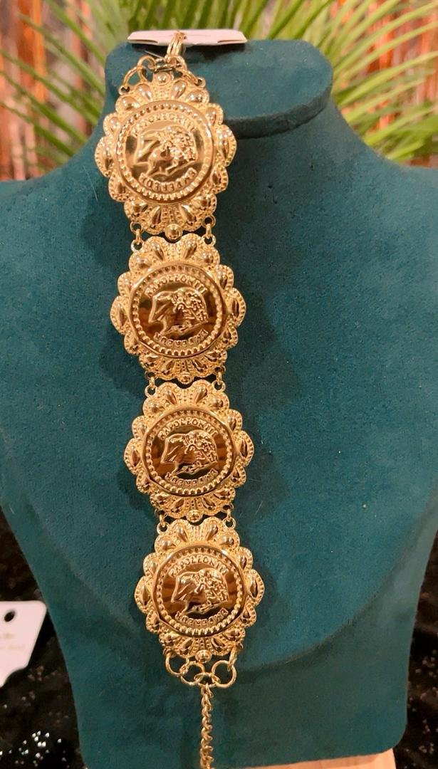 Bracelet gourmette grosse pièce de Louise 4 pièces acier inoxydable