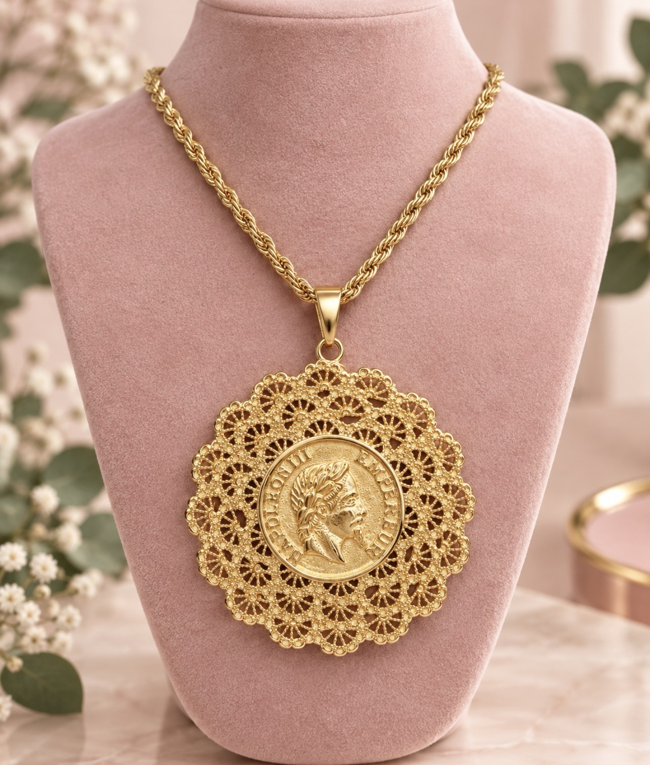 Collier Napoléon dentelle en acier inoxydable