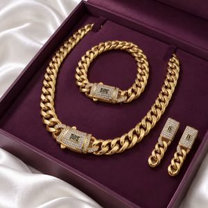 Parure mina strass acier inoxydable